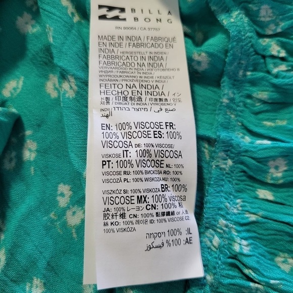 BILLABONG Wrap And Roll Mini Wrap Dress Floral Teal Crinckly Short Sz XS/6 - Picture 11 of 12